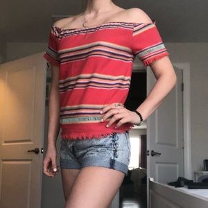 Striped strapless shirt